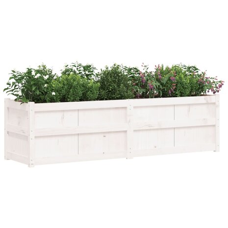 Plantenbak 180x50x50 cm massief grenenhout wit 4