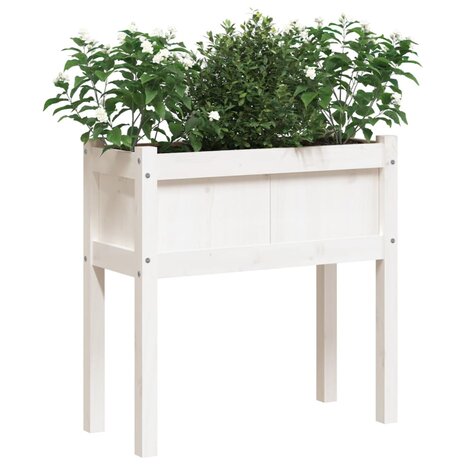 Plantenbak met poten 70x31x70 cm massief grenenhout wit 4