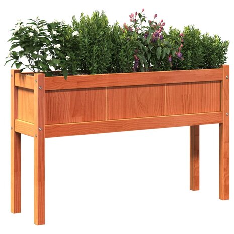 Plantenbak met poten 110x31x70 cm grenenhout wasbruin 4