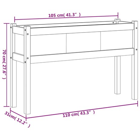 Plantenbak met poten 110x31x70 cm massief douglashout 11