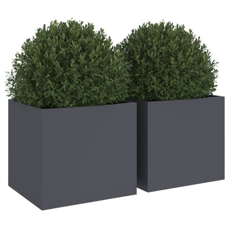 Plantenbakken 2 st 32x30x29 cm koudgewalst staal antracietkleur 4