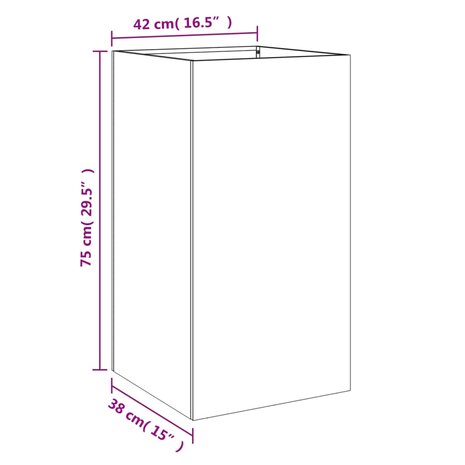 Plantenbak 42x38x75 cm roestvrij staal zilverkleurig 9