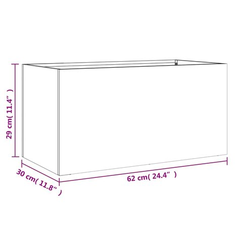 Plantenbak 62x30x29 cm koudgewalst staal antracietkleurig 10