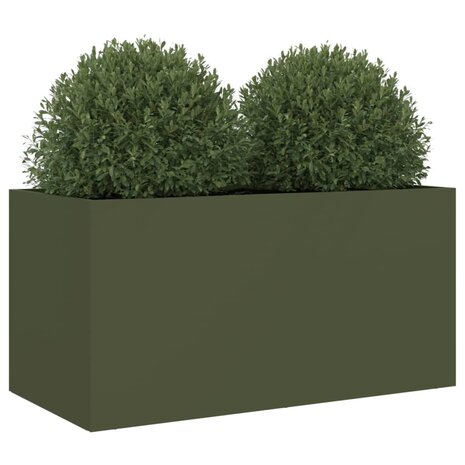 Plantenbak 62x30x29 cm koudgewalst staal olijfgroen 4