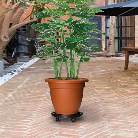 Plantentrolley met wielen 170 kg diameter 30 cm zwart 1