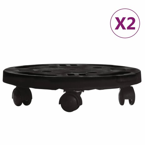 Plantentrolleys met wielen 2 st 170 kg diameter 30 cm zwart 2