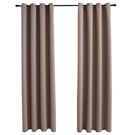 Gordijn verduisterend met metalen ringen 2 st 140x225 cm taupe 2