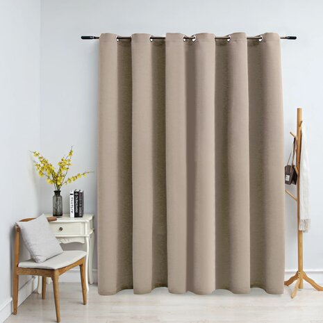 Gordijn verduisterend met metalen ringen 290x245 cm beige 1