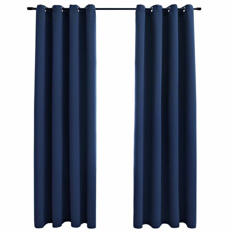 Gordijn verduisterend met metalen ringen 2 st 140x175 cm blauw 2