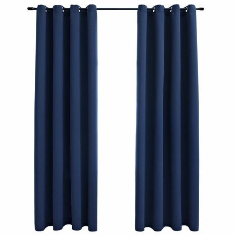 Gordijn verduisterend met metalen ringen 2 st 140x225 cm blauw 2