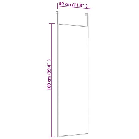 Deurspiegel 30x100 cm glas en aluminium zwart 4