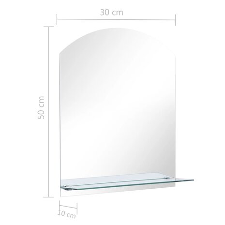 Wandspiegel met schap 30x50 cm gehard glas 6