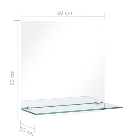 Wandspiegel met schap 50x50 cm gehard glas 6