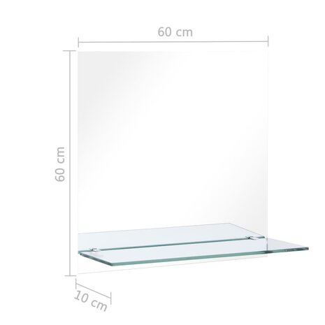 Wandspiegel met schap 60x60 cm gehard glas 6