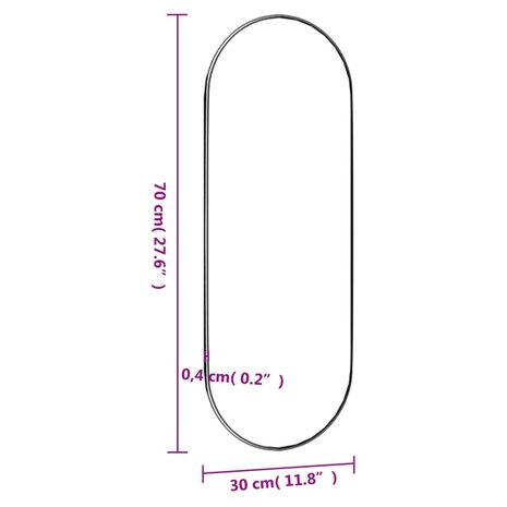 Wandspiegel 30x70 cm ovaal glas 6