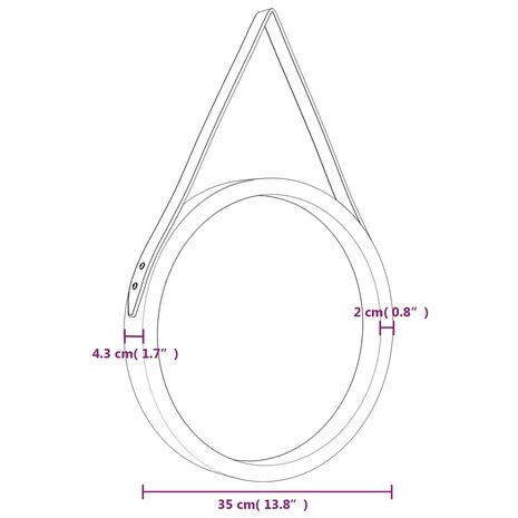 Wandspiegel met band Ø 35 cm zilverkleurig 6