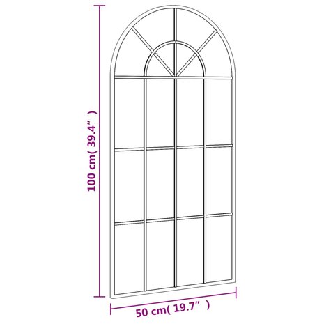 Wandspiegel boog 50x100 cm ijzer zwart 7