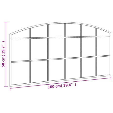 Wandspiegel boog 100x50 cm ijzer zwart 7