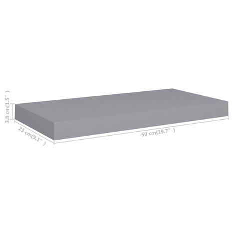 Wandschappen zwevend 2 st 50x23x3,8 cm MDF grijs 8