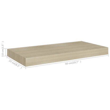 Wandschappen zwevend 2 st 50x23x3,8 cm MDF eikenkleurig 8