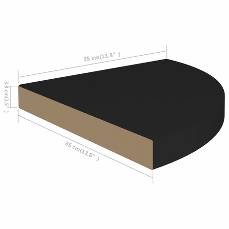 Hoekschap zwevend 35x35x3,8 cm MDF zwart 7