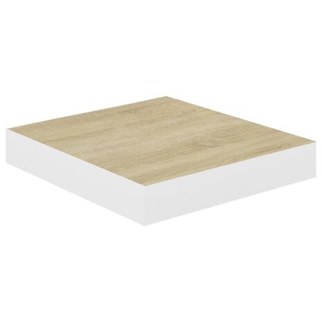 Wandschappen zwevend 2 st 23x23,5x3,8 cm MDF eikenkleurig wit 4