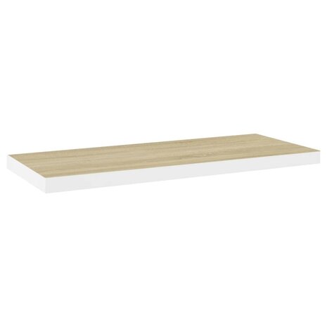 Wandschap zwevend 80x23,5x3,8 cm MDF eikenkleurig en wit 2