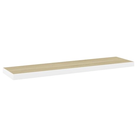 Wandschap zwevend 90x23,5x3,8 cm MDF eikenkleurig en wit 2