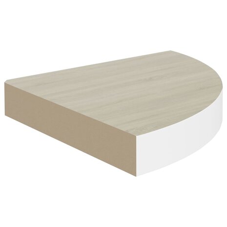 Hoekwandschap 25x25x3,8 cm MDF eikenkleurig en wit 2