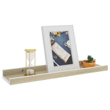 Wandschappen 4 st 40x9x3 cm wit en sonoma eikenkleurig 3