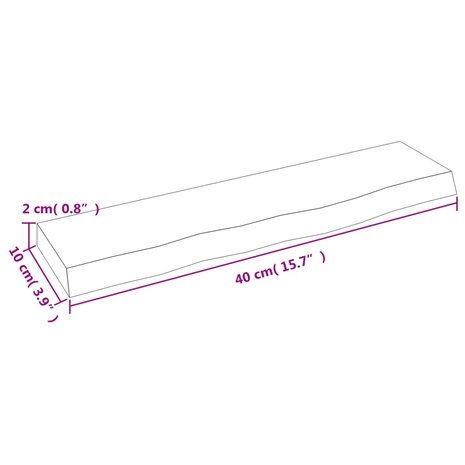 Wandschap 40x10x2 cm onbehandeld massief eikenhout 7