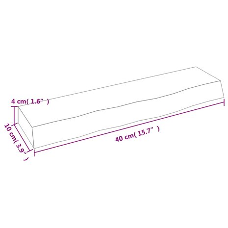 Wandschap 40x10x4 cm onbehandeld massief eikenhout 7