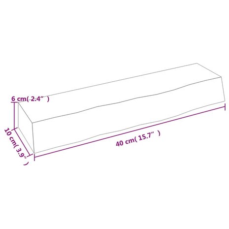 Wandschap 40x10x6 cm onbehandeld massief eikenhout 7