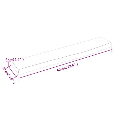 Wandschap 60x10x4 cm behandeld massief eikenhout lichtbruin 7