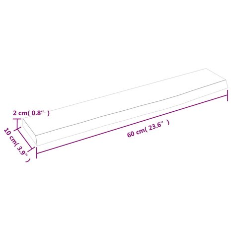 Wandschap 60x10x2 cm behandeld massief eikenhout donkerbruin 7