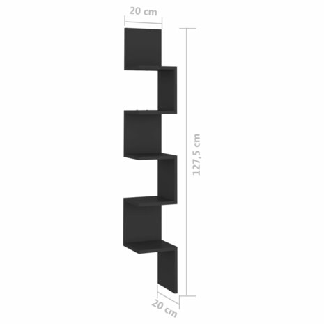 Hoekwandschap 20x20x127,5 cm bewerkt hout zwart 8