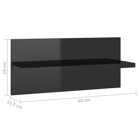 Wandschappen 2 st 40x11,5x18 cm hoogglans zwart 9