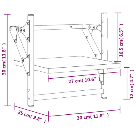 Wandschappen met stangen 2 st 30x25x30 cm gerookt eikenkleurig 9