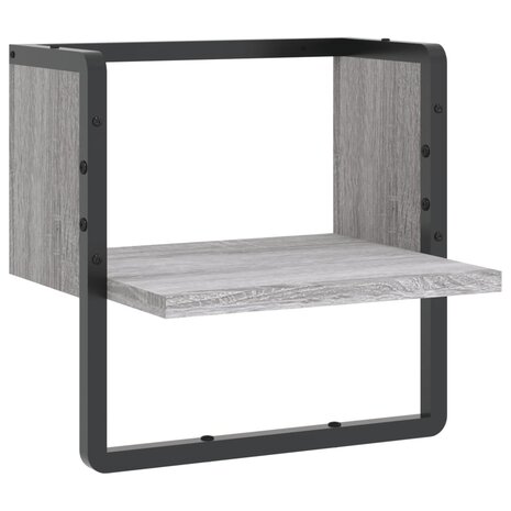 Wandschap met stang 30x25x30 cm grijs sonoma eikenkleurig 2