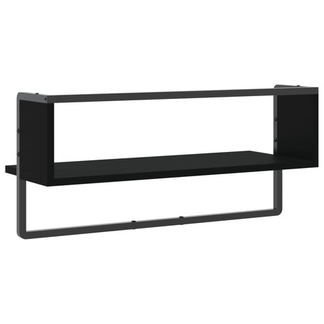 Wandschap met stang 65x25x30 cm zwart 6