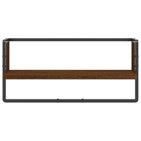 Wandschap met stang 65x25x30 cm bruin eikenkleur 4