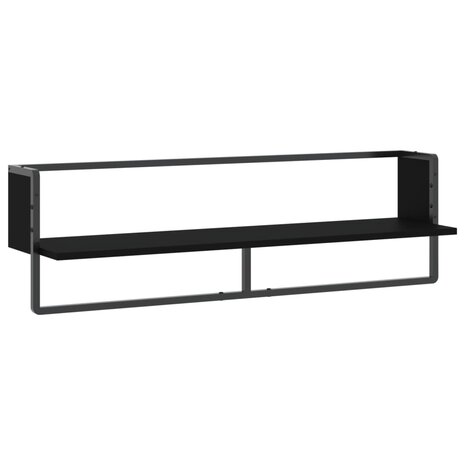 Wandschap met stang 100x25x30 cm zwart 2