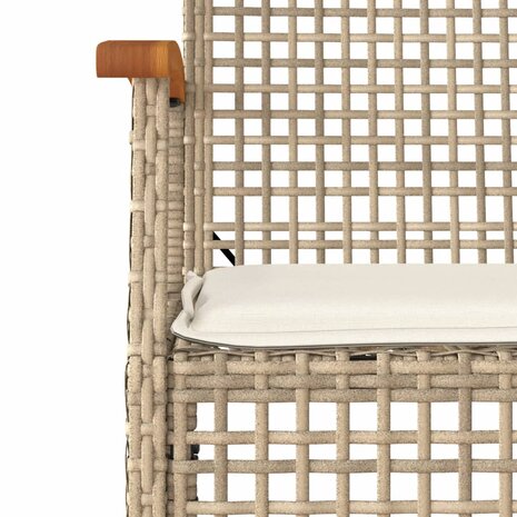 3-delige Bistroset met kussens poly rattan en acaciahout beige 8