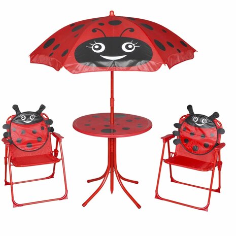 3-delige Bistroset voor kinderen met parasol rood 1