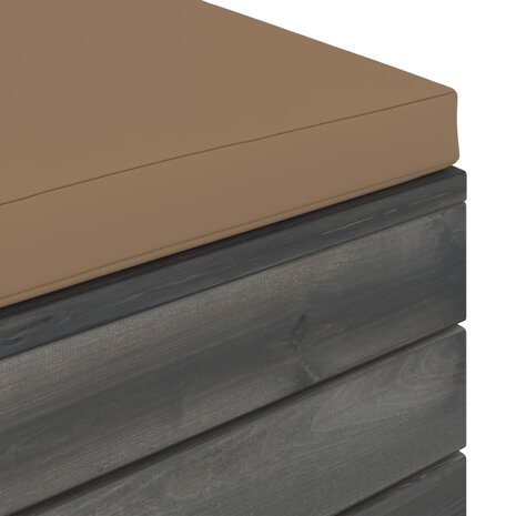 Tuinhocker met taupe kussen pallet grenenhout 5