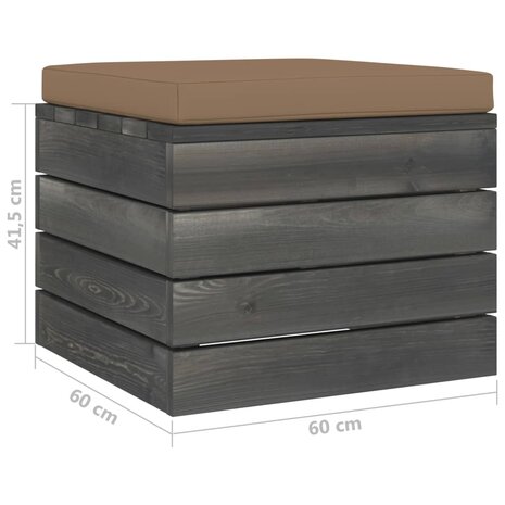 Tuinhocker met taupe kussen pallet grenenhout 6