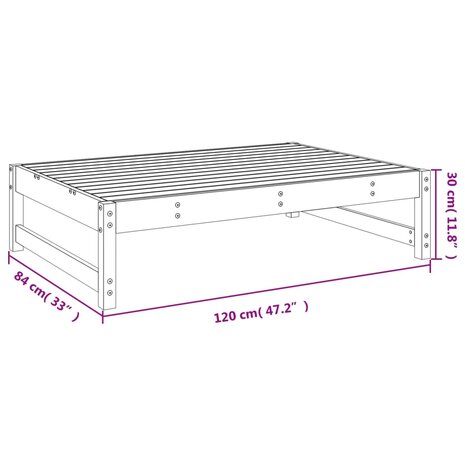 Tuinvoetenbank 120x80 cm massief grenenhout grijs 8