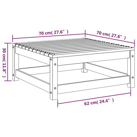 Tuinvoetenbank 70x70x30 cm geïmpregneerd grenenhout 8