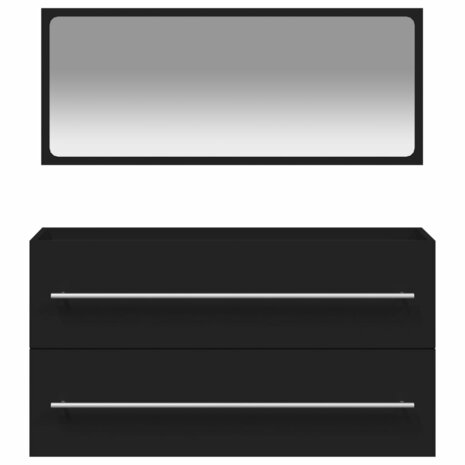 Badkamerkast met spiegel bewerkt hout zwart 5