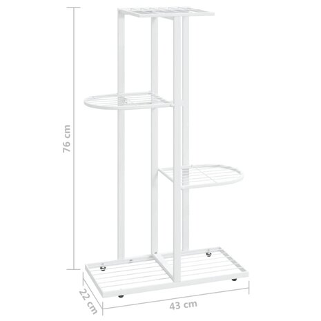 Bloemenstandaard met 4 lagen 43x22x76 cm metaal wit 7